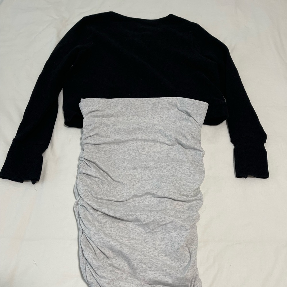 Bae. Maternity Outfit Black and Gray Skirt and Crop Sweater Combo
